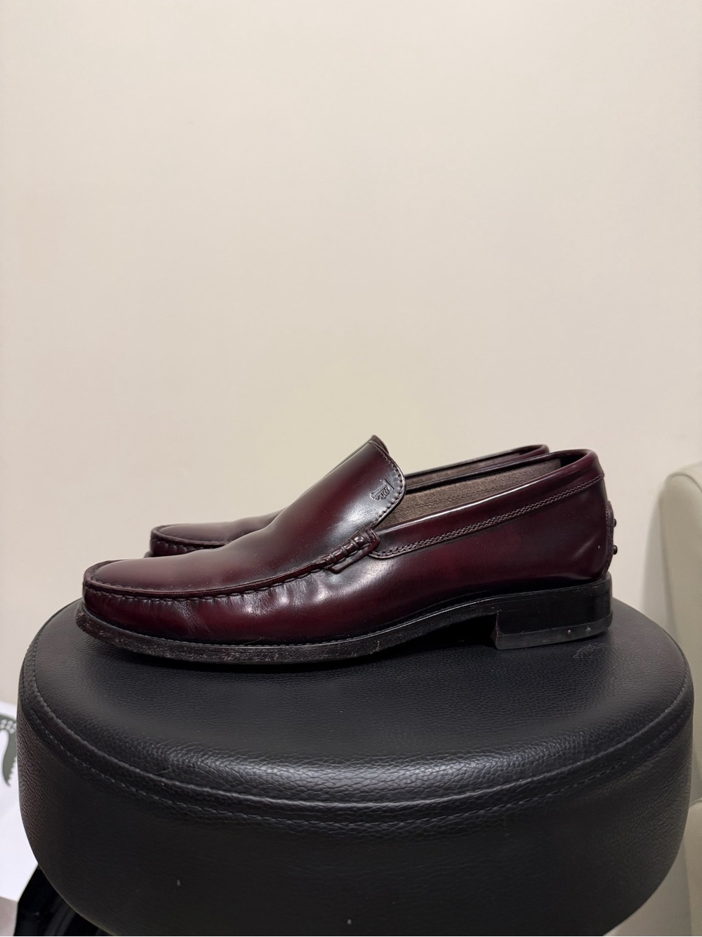 Tod's Men's Burgundy Leather Slip-On Loafers